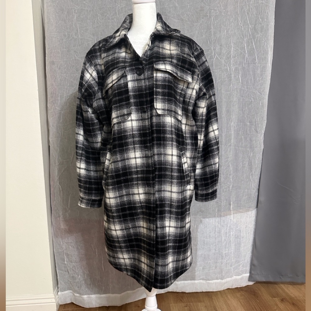 H&M Monochrome Plaid Coat